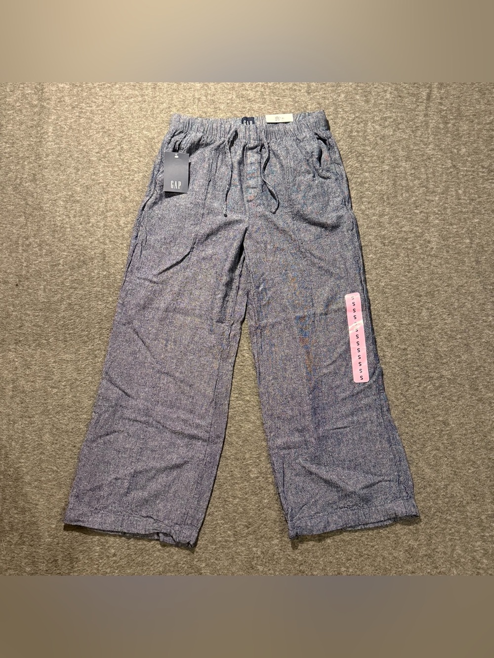 Gap Pull On Linen Pants Womens Small (inseam 26) blue High Rise Wide Leg Baggy
